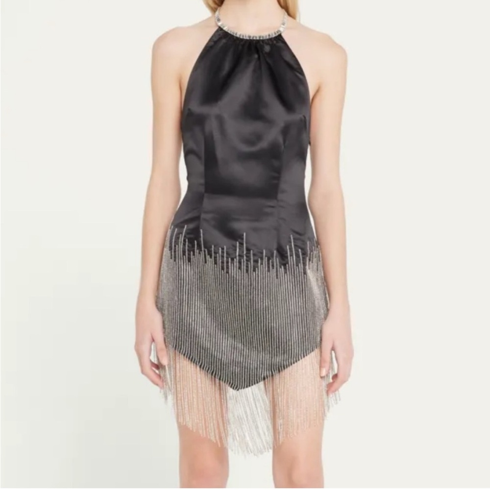 Retrofete Elegant Black and Silver Fringe Dress - Picture 4 of 16